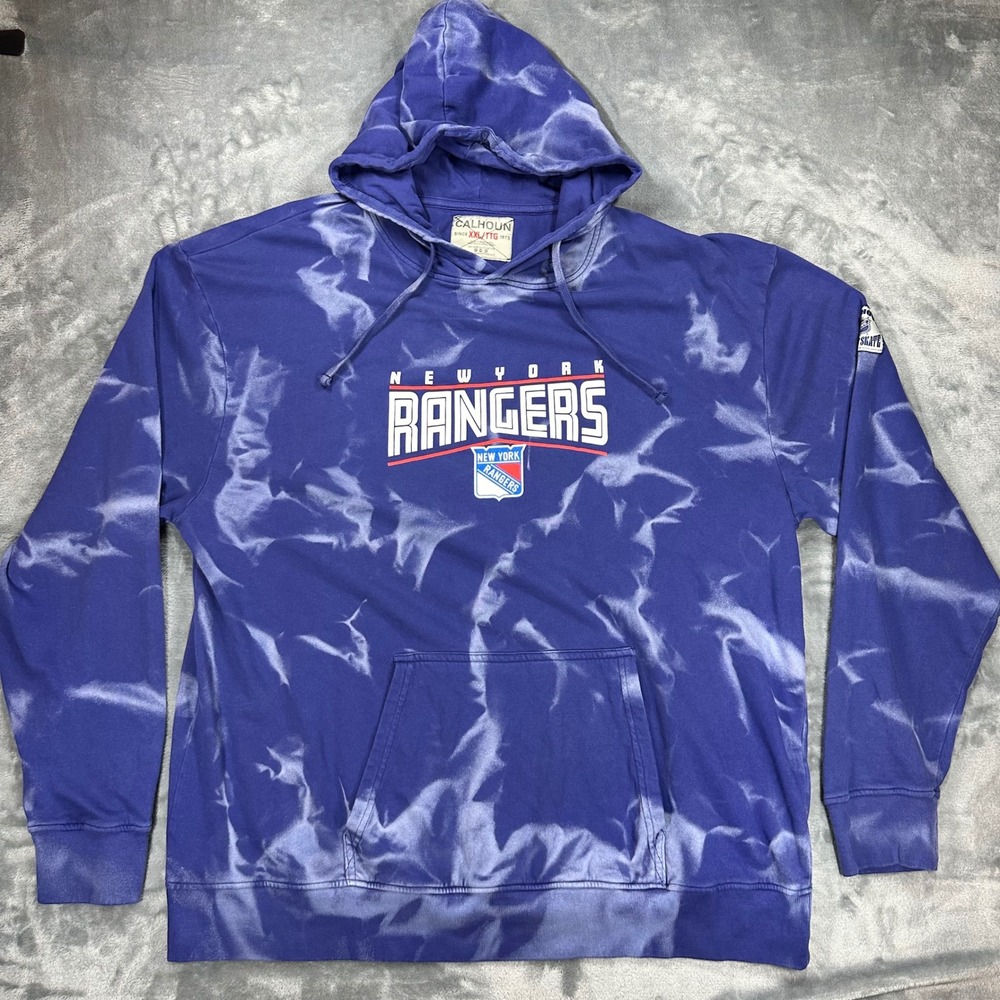 Calhoun NHL New York Rangers Tie Dye Hoodie Mens XXL Blue Surf & Skate Fleece